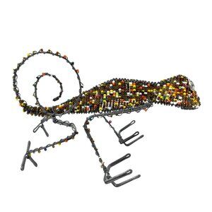 African Wire Beaded Chameleon Gecko Business Card Pen Pencil Holder South Africa